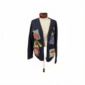 VTG Sharon Young Barn Fall Design Sweater Cardigan Sz Medium Cottagecore
